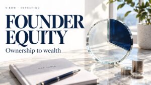FOUNDER EQUITY: Ownership to wealth. Conceptual editorial illustration.