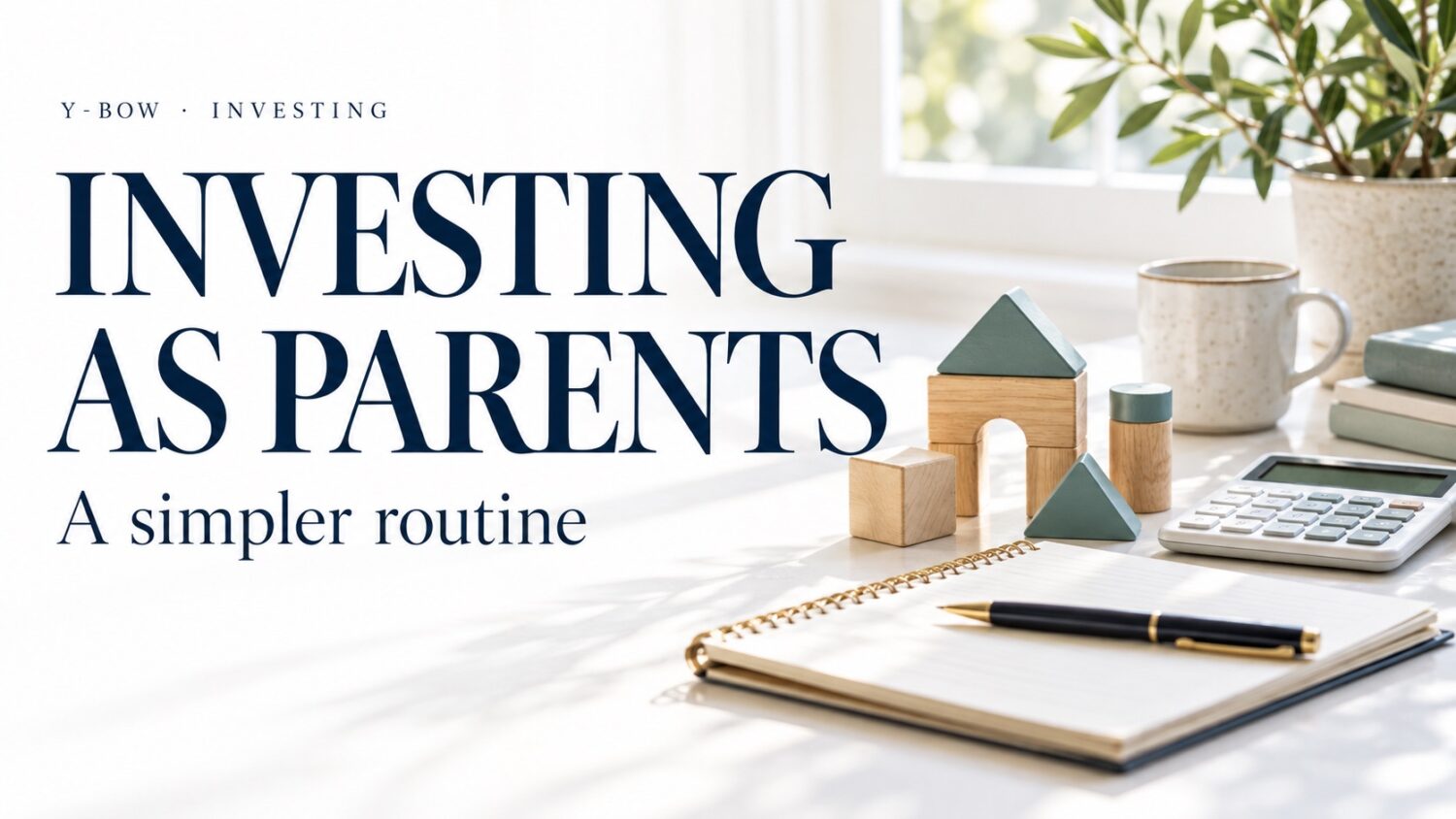 INVESTING AS PARENTS: A simpler routine. Conceptual editorial illustration.