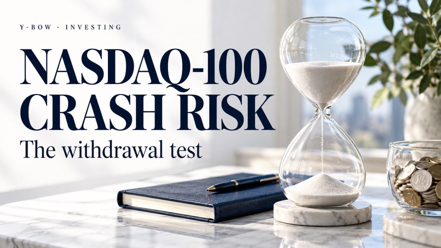 NASDAQ-100 CRASH RISK: The withdrawal test. Conceptual editorial illustration.