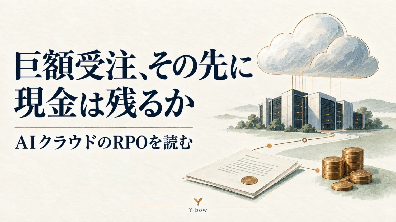 巨額受注、その先に現金は残るか。AIクラウドのRPOを読む。概念イラスト。