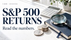 S&P 500 RETURNS: Read the numbers. Conceptual editorial illustration.