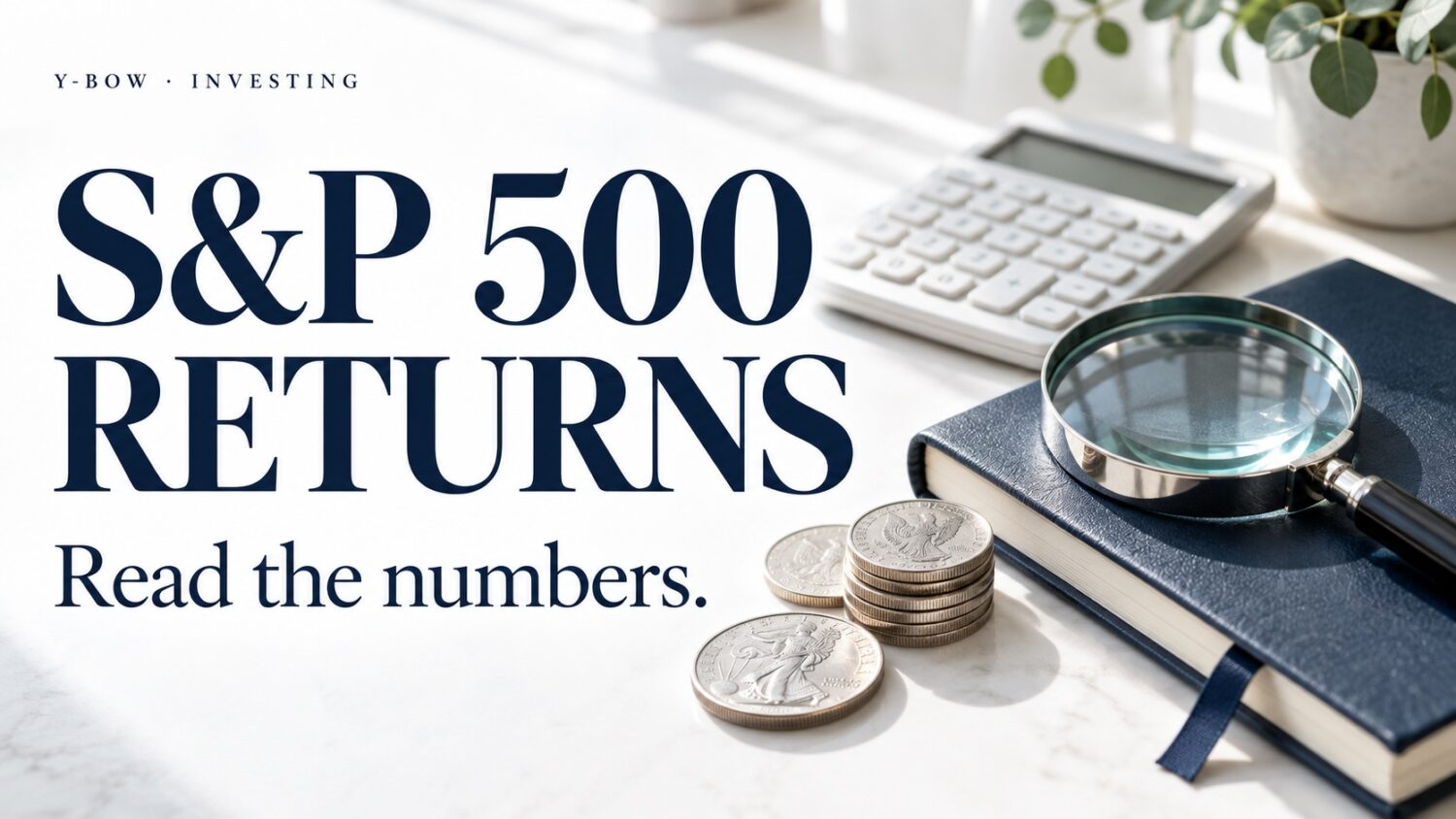 S&P 500 RETURNS: Read the numbers. Conceptual editorial illustration.