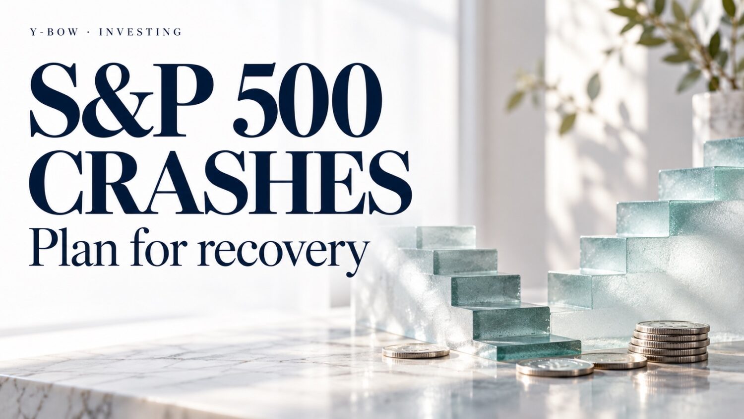 S&P 500 CRASHES: Plan for recovery. Conceptual editorial illustration.