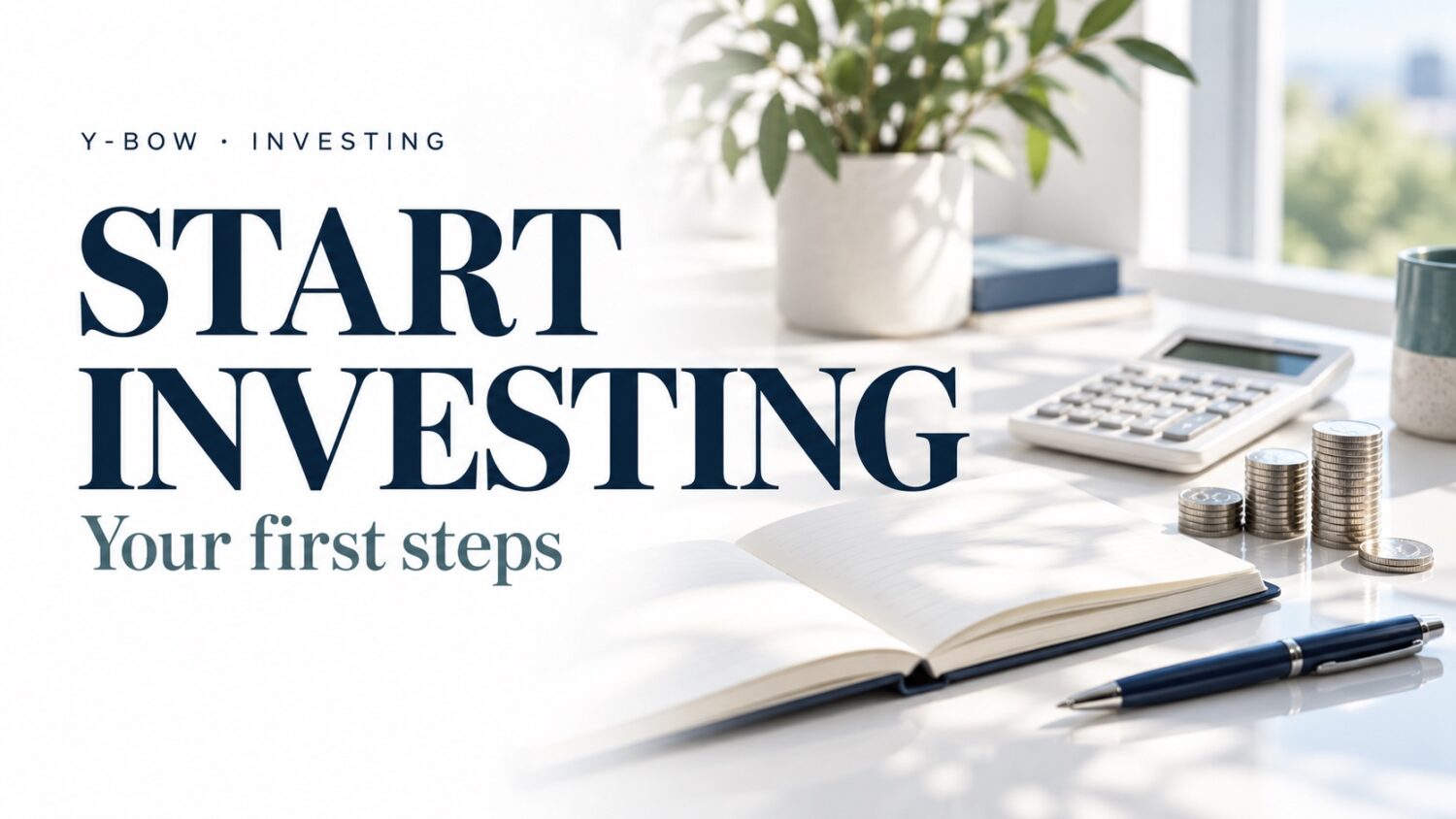 START INVESTING: Your first steps. Conceptual editorial illustration.